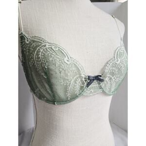 Sexy Sheer Lingerie Lace Mint Green Lace Underwired 32D